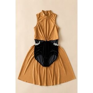 Weissman Contemporary Lyrical  Dance Costume Camel Brown Black‎ Velvet Dress MA